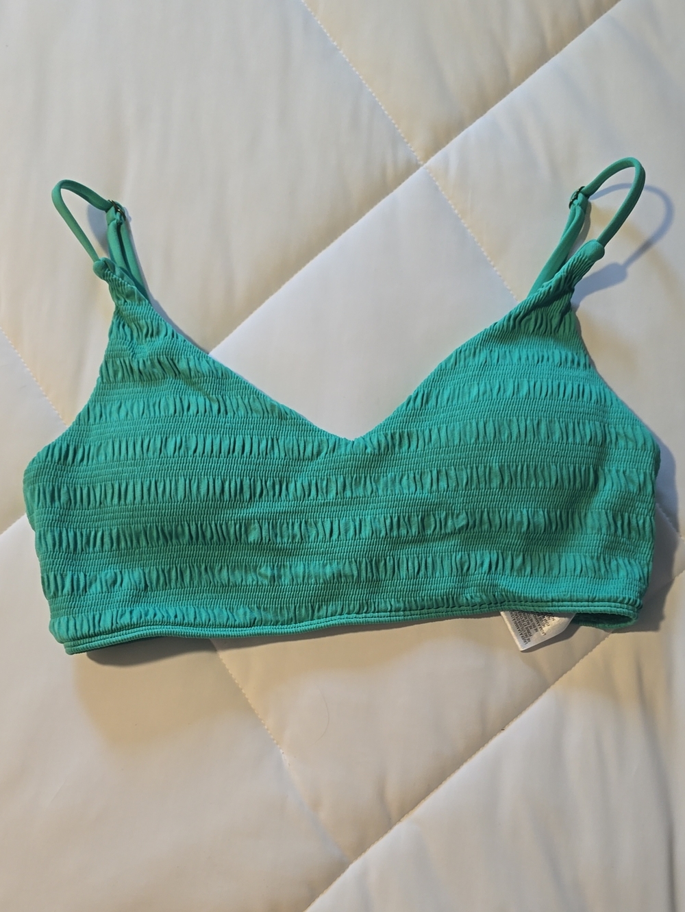 Women's Textured Green Swim Top